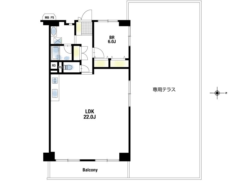 豊中緑ヶ丘サンハイツ ■開放感ある広々LDK　■6階部分につき眺望良好　■専用テラス付