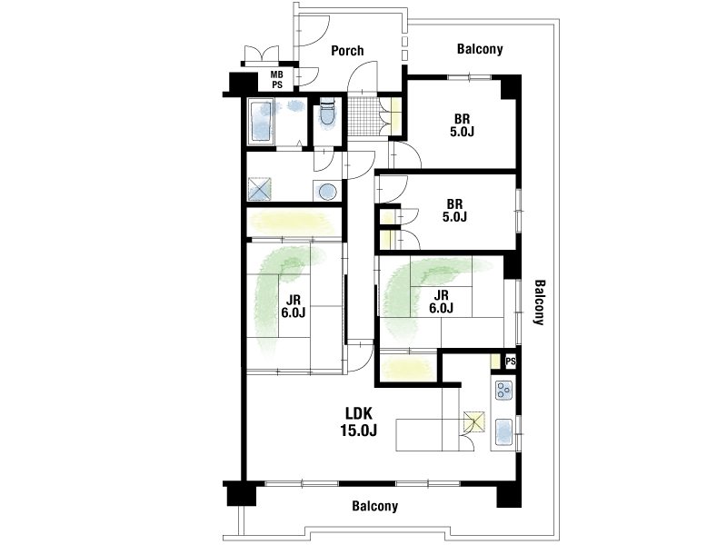 【CASA】朝日プラザ高槻ウエスト・ヒルズA棟   和室付きの4LDK！南向きのため明るい室内♪リビングは広々約15帖！