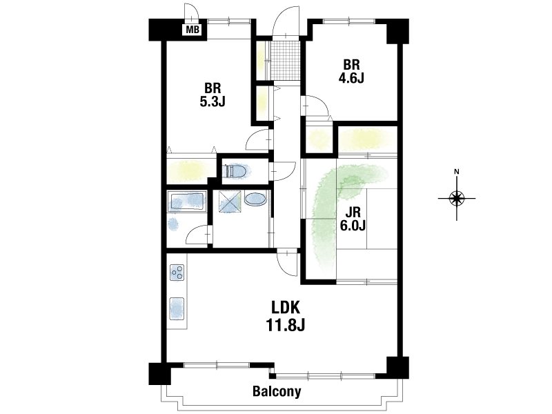 クラウンハイム東淀川2番館 間取り：3LDK