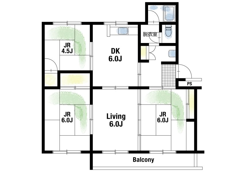 【CASA】清和台住宅団地9号棟 専有面積65.40㎡の4DK物件。お好きな間取りにリフォーム可能です♪