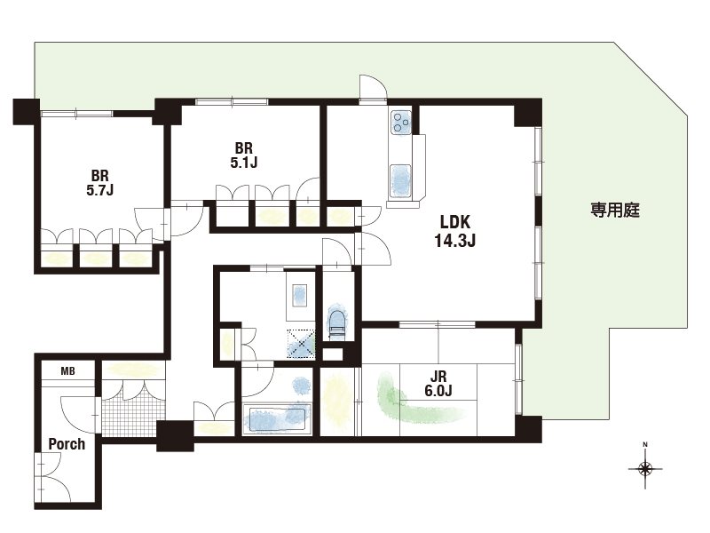 セントラルパレス東豊中 専用庭つき