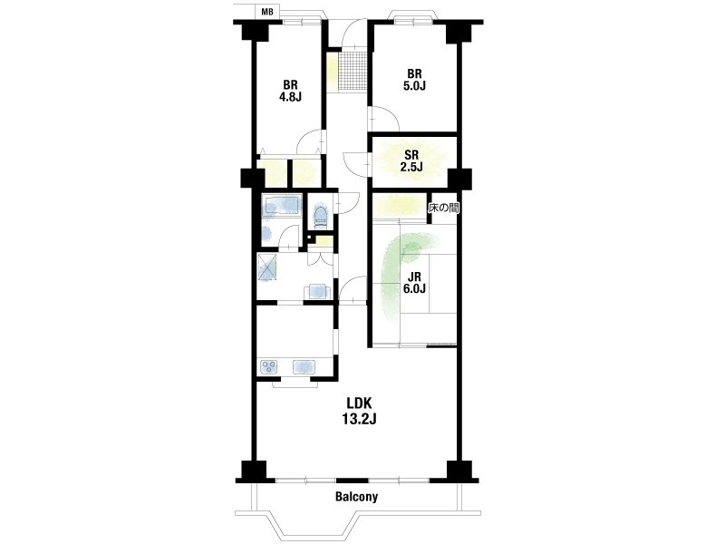 【CASA】藤和コアティ高槻ハイタウンコアB棟 南向きバルコニーのため陽当たり・通風良好◎リビングにつながる和室は洗濯物をたたむ家事スペースや、家族が寝転がってくつろげるスペースとしても活躍します♪