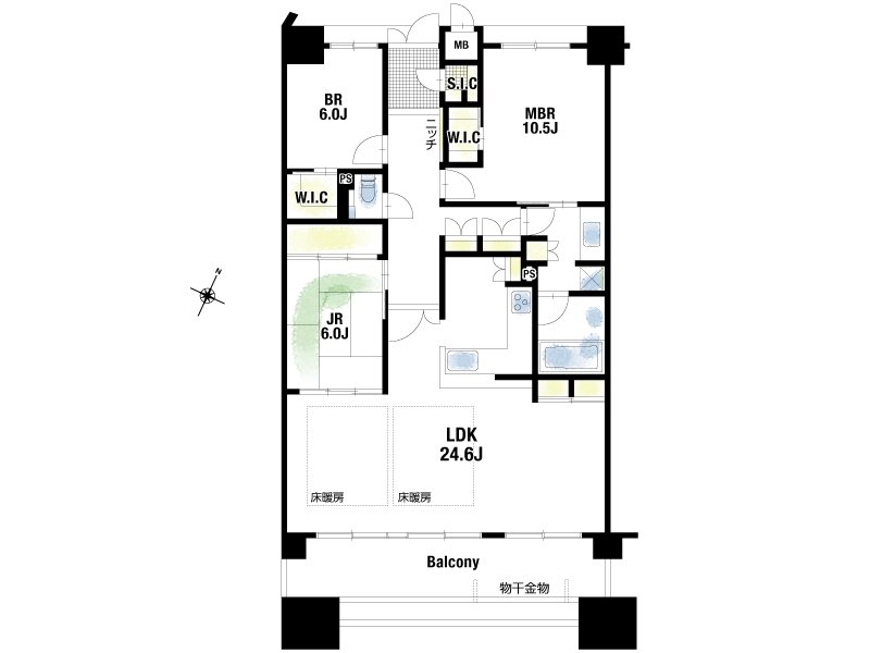 エスリード西宮甲陽園Ⅰ番館ブライト 床暖房付3LDK