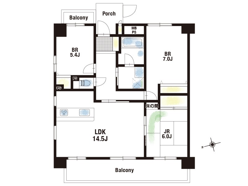 【CASA】プランヴェール高槻阿武山 3LDK専有面積75.36㎡、西向きで冬も温かさが長く続きやすいです♪