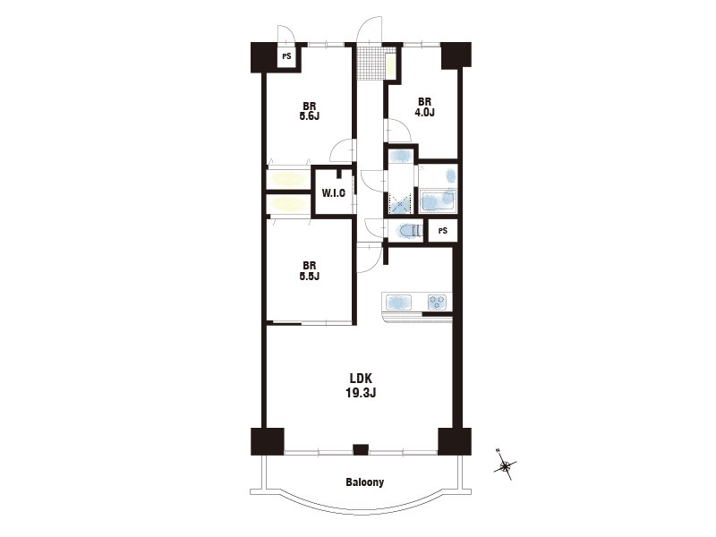 【CASA】さんくれーる高槻二棟 LDKは広々19.3帖♪大きなテーブルやソファを置いてもゆとりのある空間です。