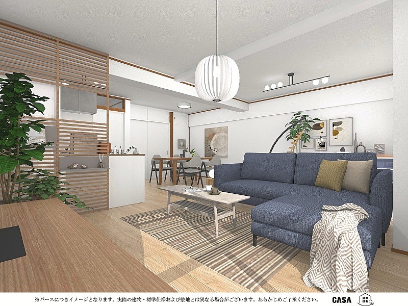 【CASA】高槻ファミリーハイツB棟≪即日内覧可能、リフォームプランご提案します！≫ ◆リフォームパース◆デザインと機能性に優れたお部屋はいかがでしょうか？※完成予想パースにつき、実際の建物とは異なる場合があります。