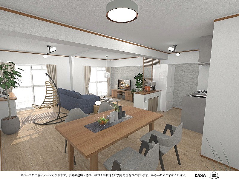 【CASA】高槻ファミリーハイツB棟≪即日内覧可能、リフォームプランご提案します！≫ ◆リフォームパース◆ご要望に沿ってお客様にぴったりなリフォームプランをご用意させていただきます！まずは一度お問い合わせくださいませ♪※完成予想パースにつき、実際の建物とは異なる場合があります。