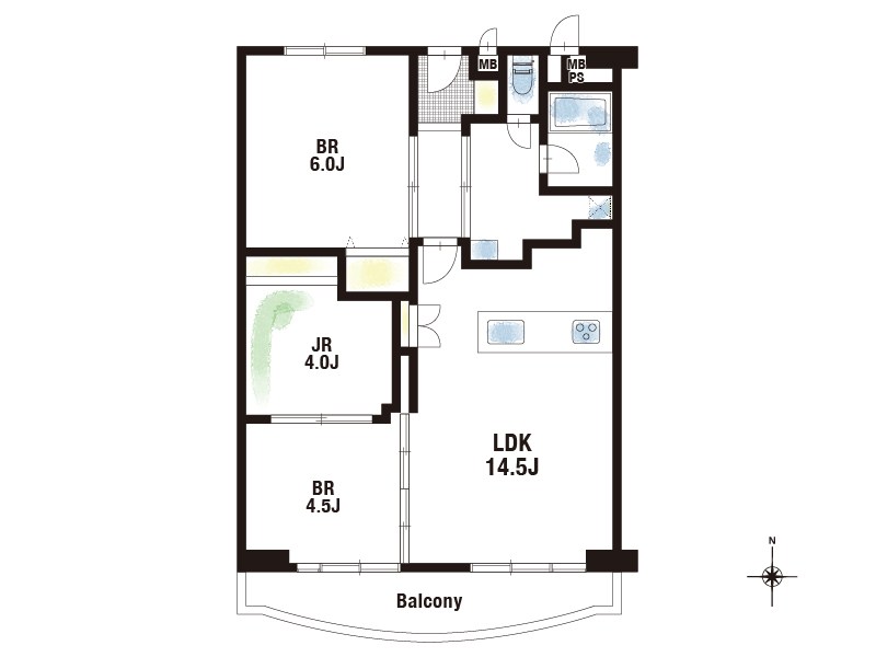 【CASA】南茨木駅前ハイタウンG棟 14.5帖のLDKと繋がる4.5帖の洋室が南向きのワイドバルコニーに面しており陽当たり良好です♪